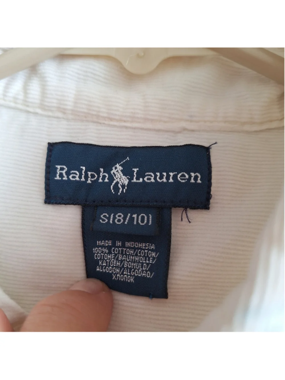 Ralph Lauren Boys SMALL 8/10 Ivory Button Down Shirt Pony Logo CORDUROY Classic